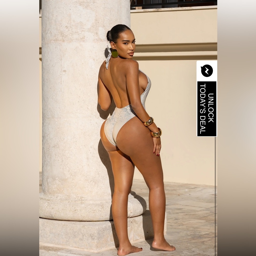Elegant Tan One-Piece Swimsuit